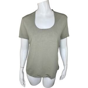 Talbots Large Petite Womens Light Olive Green Short Sleeve Stretch Top NWT